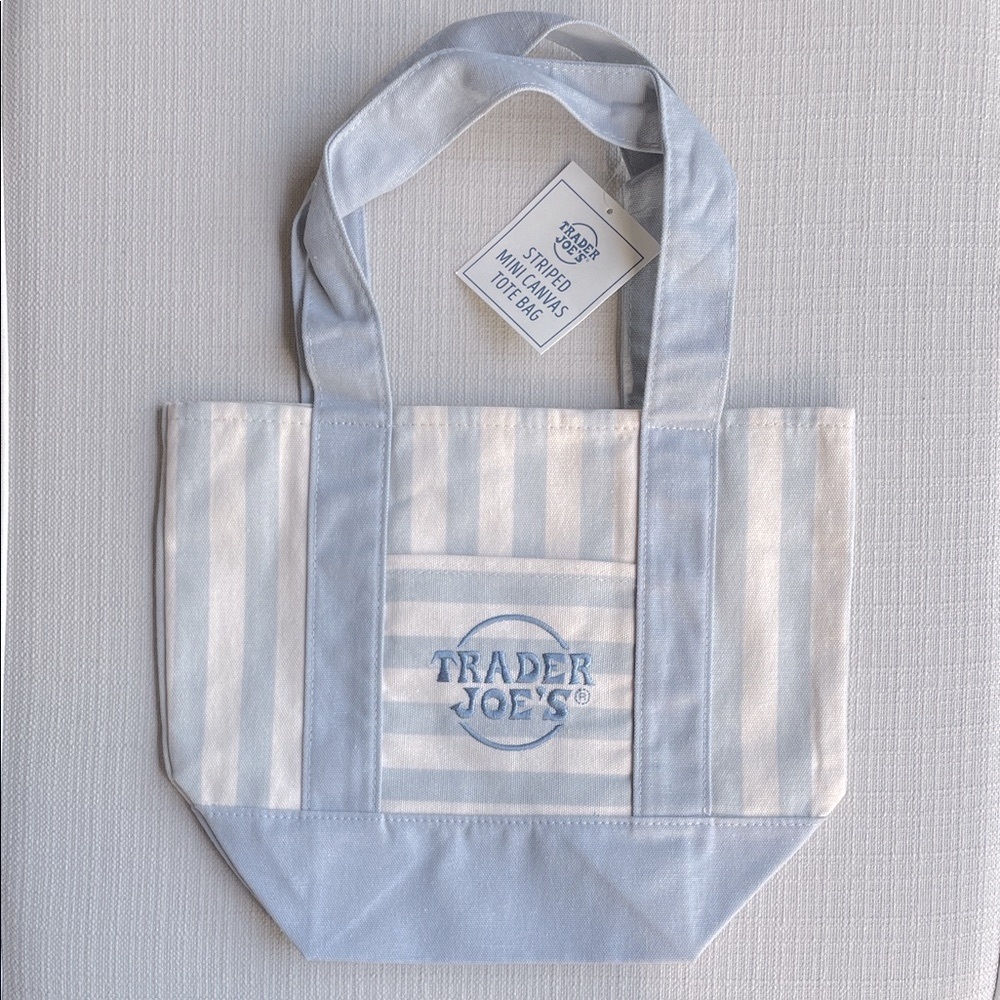 Trader Joe's Blue and White Striped mini Canvas Tote